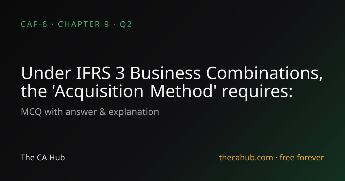 Under IFRS 3 Business Combinations, the 'Acquisition… – CAF-6 MCQ with ...